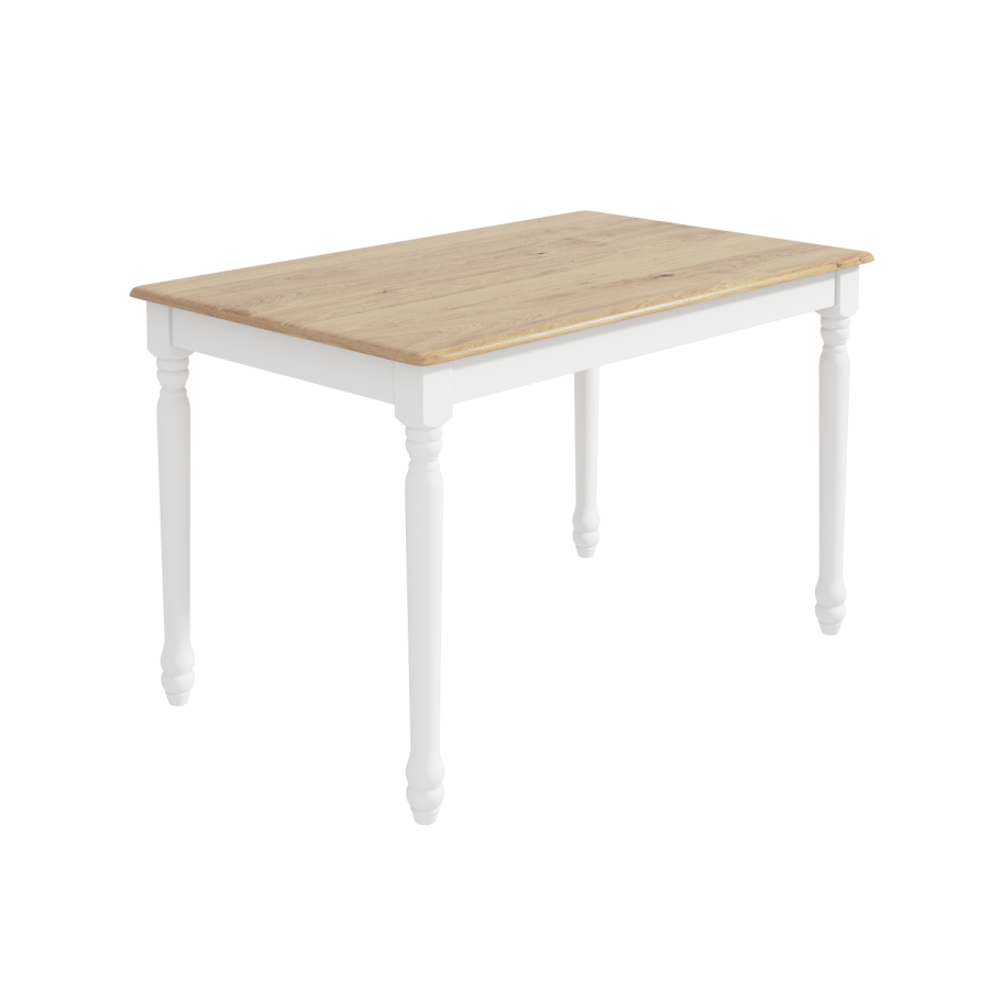 GRADE A2 - Large White Extendable Dining Table with Light Oak Top  - Seats 6 - Rhode Island