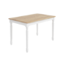GRADE A2 - Large White Extendable Dining Table with Light Oak Top  - Seats 6 - Rhode Island