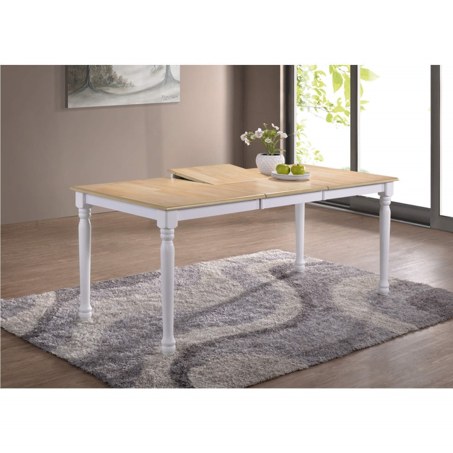 GRADE A2 - Rhode Island Rectangular Dining Table Extendable White/Natural