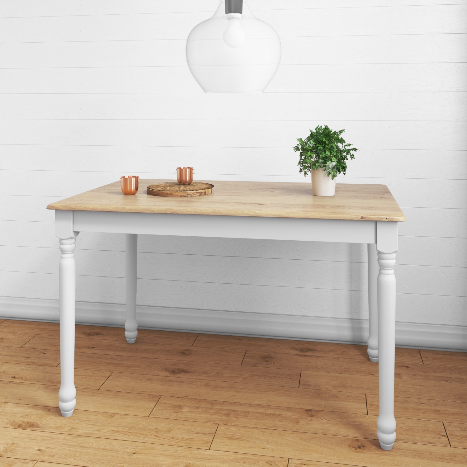 GRADE A2 - Rhode Island Wooden Extendable Dining Table in White/Natural ...