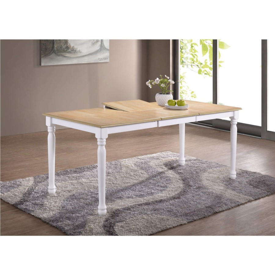 GRADE A1 - Rhode Island Rectangular Dining Table Extendable White/Natural