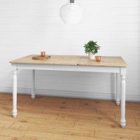 GRADE A1 - Rhode Island Wooden Extendable Dining Table in White/Natural - 6 Seater