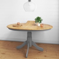 Round Extendable Dining Table in Grey & Oak Finish - Seats 6 - Rhode Island
