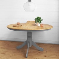 Round Extendable Dining Table in Grey & Oak Finish - Seats 6 - Rhode Island Round Extendable Dining Table in Grey & Oak Finish - Seats 6 - Rhode Island