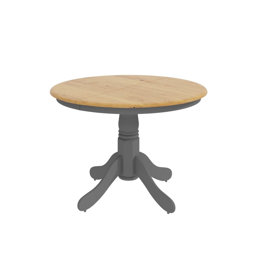 Round Extendable Dining Table in Grey & Oak Finish - Seats 6 - Rhode Island