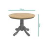 Round Extendable Dining Table in Grey & Oak Finish - Seats 6 - Rhode Island