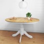 GRADE A1 - Rhode Island Solid Wood Extendable Round 6 Seater Dining Table in White/Natural