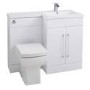 White Right Hand Vanity Unit Furniture Suite - W1090mm - Includes Mid Edge Basin Only