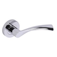 Internal Silver Polished Chrome Lever Fire Door Handle with Latch and Hinges Pack - 75mm Latch - Rhine - XL Joinery