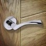 Internal Silver Polished Chrome Lever Fire Door Handle with Latch and Hinges Pack - 75mm Latch - Rhine - XL Joinery