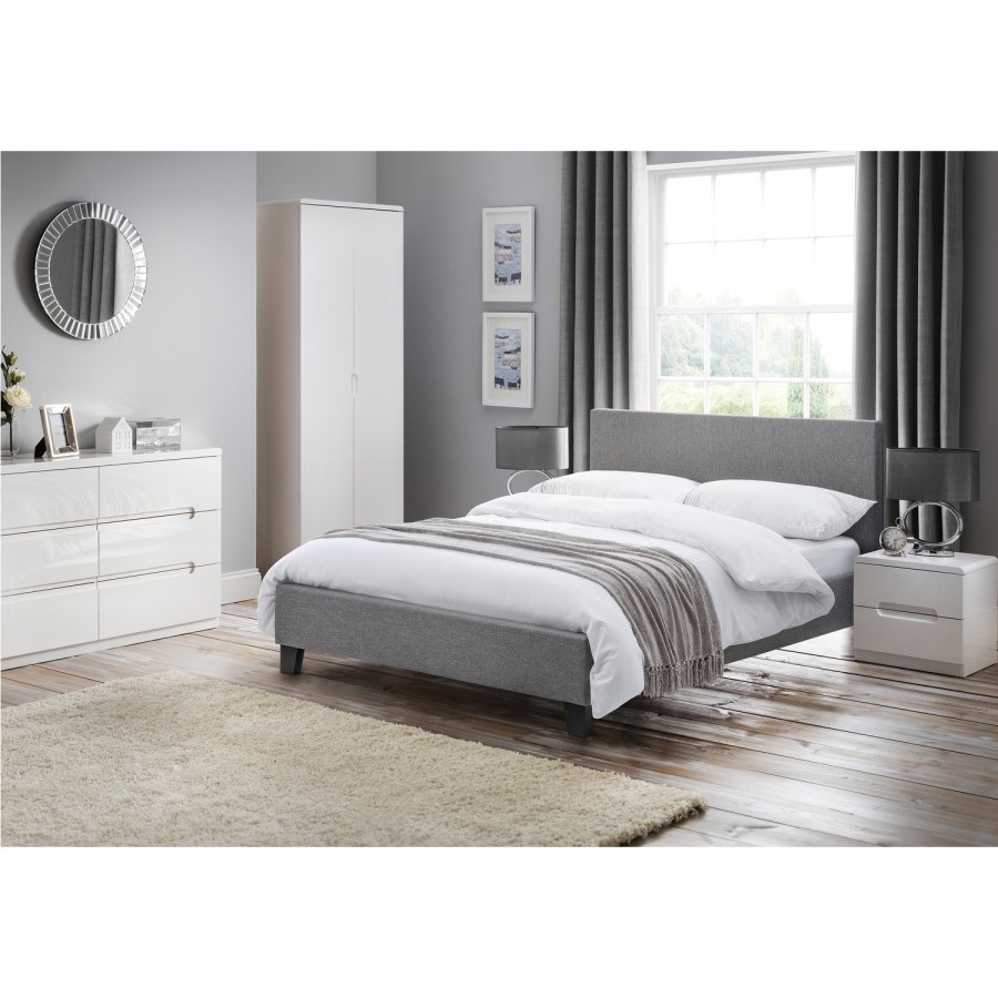 GRADE A1 - Rialto Light Grey Linen Bed 90cm