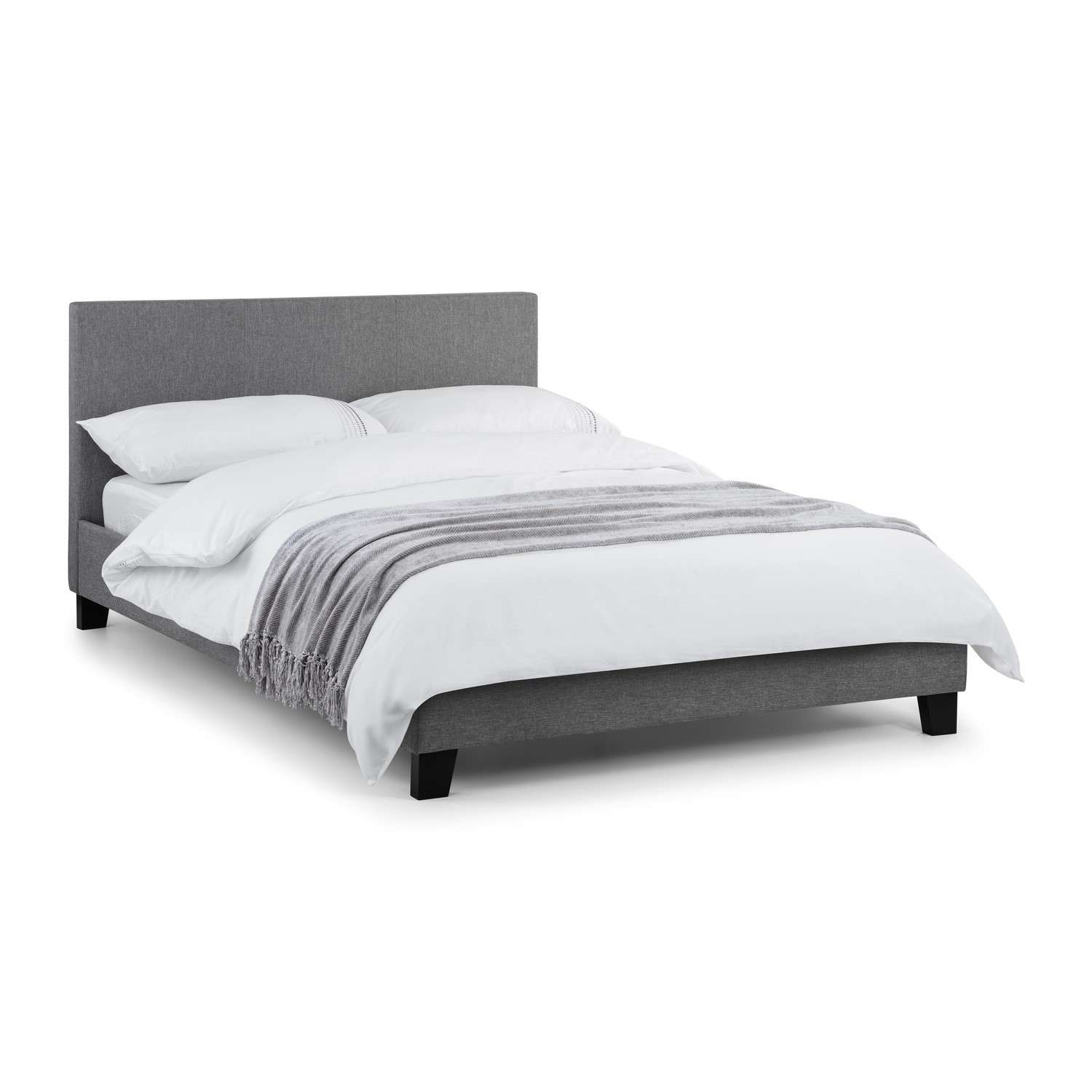 Photo of Grey linen double bed frame - rialto - julian bowen