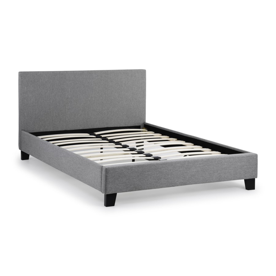 GRADE A1 - Julian Bowen Rialto Double Bed Light Grey Linen 