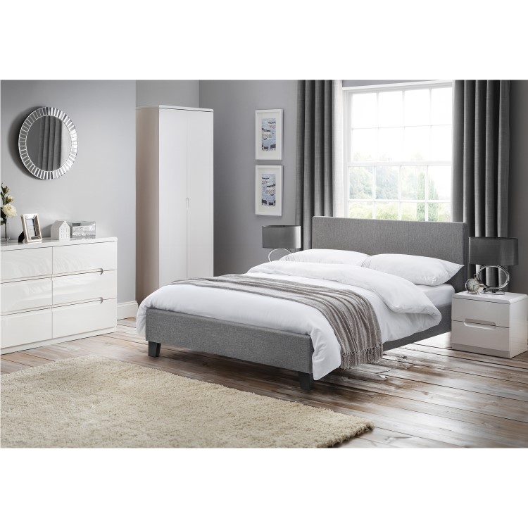 Rialto Light Grey Linen Bed 150Cm