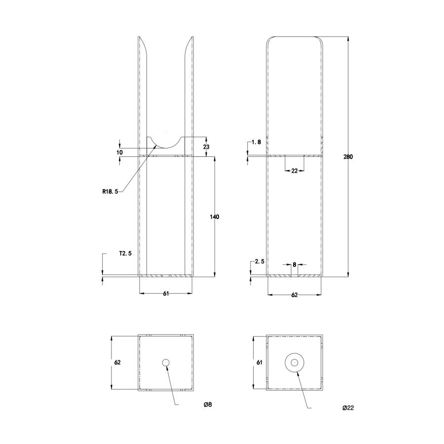 Riace Black Designer Radiator Feet -Suitable for Flat Double Panel Radiator