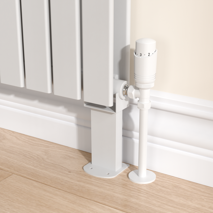Metal Radiator Feet Riace White Designer Radiator Feet -Suitable for Single and Double ...
