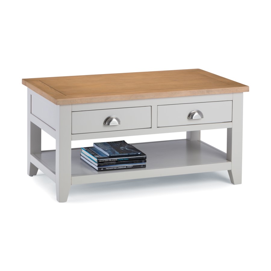 Light Grey Coffee Table with Oak Top - Julian Bowen Richmond