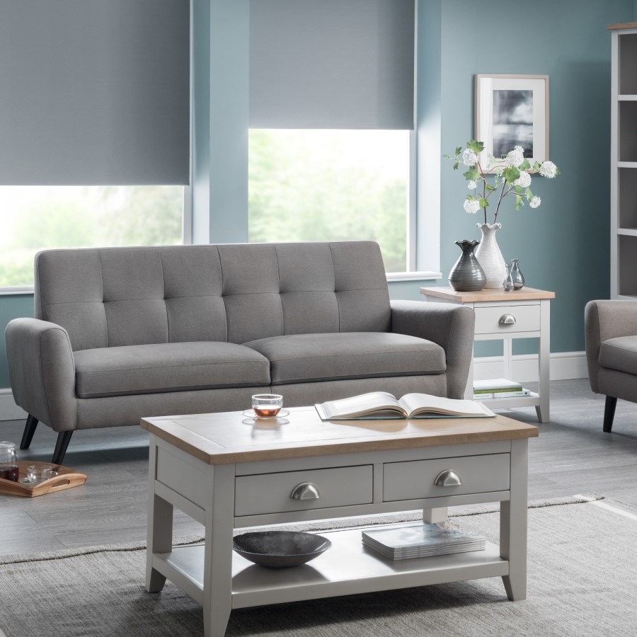 Light Grey Coffee Table with Oak Top - Julian Bowen Richmond