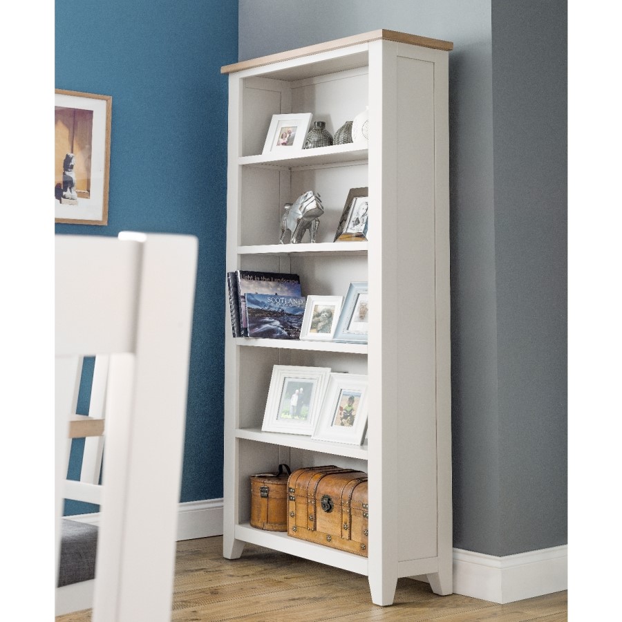 Light Grey Bookcase with Oak Top - Julian Bowen Richmond