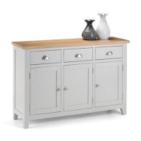 GRADE A1 - Light Grey Sideboard with Oak Top - Julian Bowen Richmond