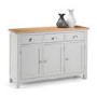 GRADE A1 - Light Grey Sideboard with Oak Top - Julian Bowen Richmond