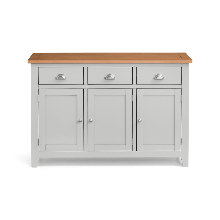 GRADE A1 - Light Grey Sideboard with Oak Top - Julian Bowen Richmond