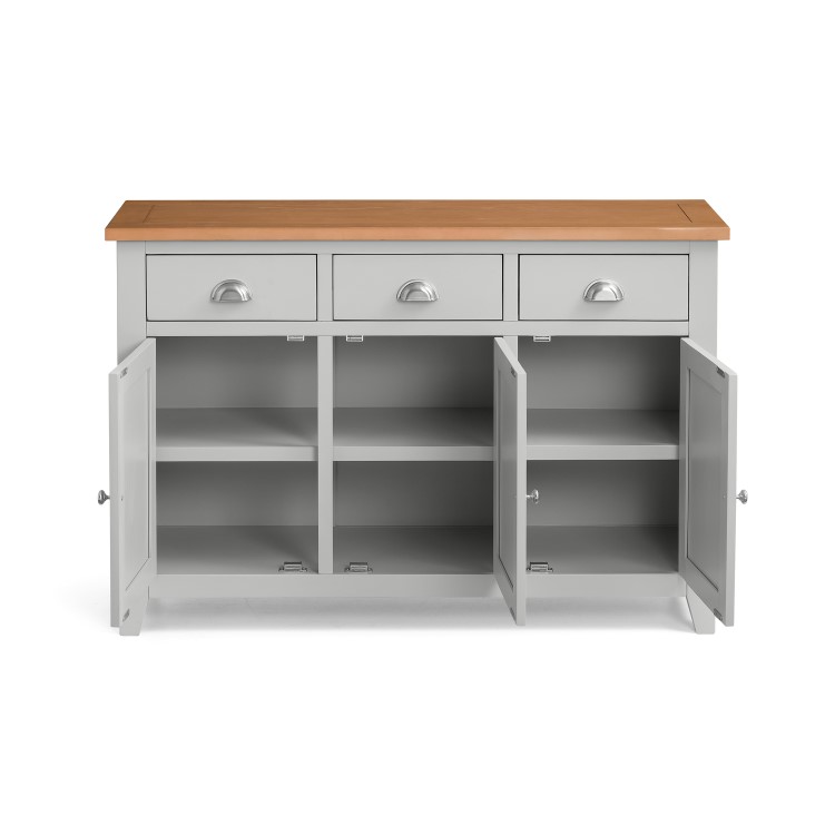 GRADE A1 - Light Grey Sideboard with Oak Top - Julian Bowen Richmond