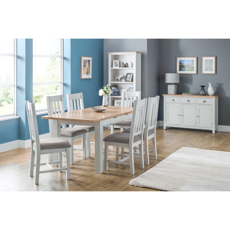 GRADE A1 - Light Grey Sideboard with Oak Top - Julian Bowen Richmond