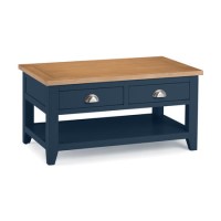 Dark Blue Coffee Table with Oak Top - Julian Bowen Richmond