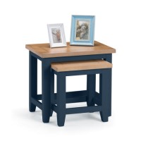 Julian Bowen Blue Nest of Tables with Oak Top - Richmond Range