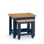 Julian Bowen Blue Nest of Tables with Oak Top - Richmond Range
