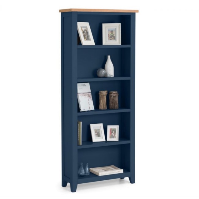 Dark Blue Bookcase with Oak Top - Julian Bowen Richmond