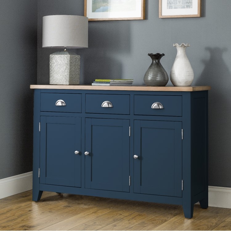 Julian Bowen Blue Sideboard with Drawers & Cupboards - Richmond Range