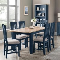 Dark Blue Extendable Dining Set with 6 Chairs - Julian Bowen Richmond