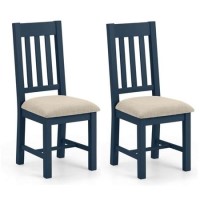 Pair of Dark Blue Dining Chairs with Fabric Seat - Julian Bowen Richmond Pair of Dark Blue Dining Chairs with Fabric Seat - Julian Bowen Richmond