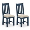 Pair of Dark Blue Dining Chairs with Fabric Seat - Julian Bowen Richmond