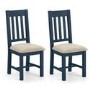 Pair of Dark Blue Dining Chairs with Fabric Seat - Julian Bowen Richmond