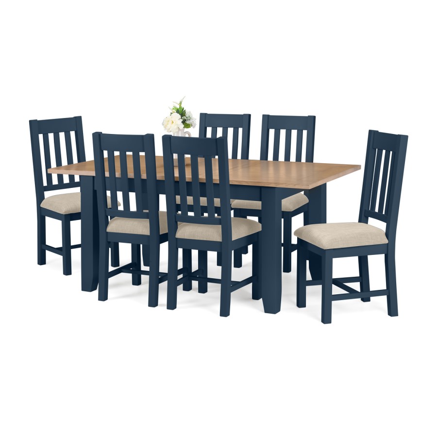 Pair of Dark Blue Dining Chairs with Fabric Seat - Julian Bowen Richmond
