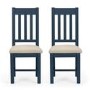Pair of Dark Blue Dining Chairs with Fabric Seat - Julian Bowen Richmond