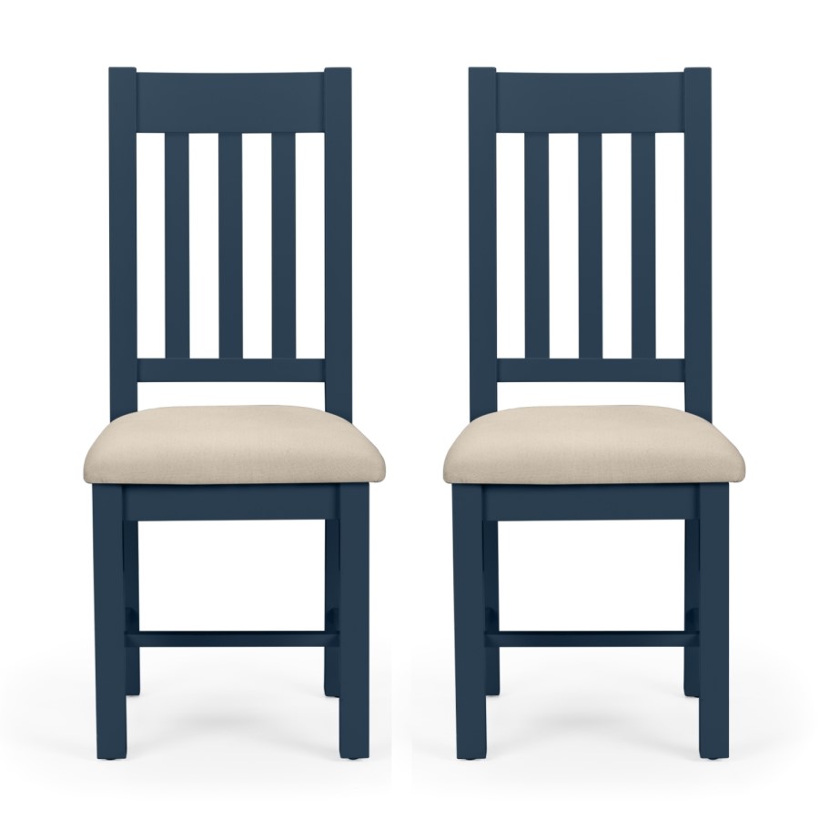 Pair of Dark Blue Dining Chairs with Fabric Seat - Julian Bowen Richmond