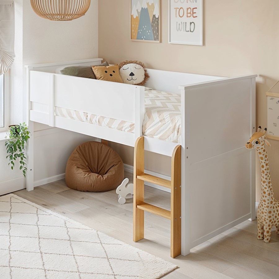 White Mid Sleeper Cabin Bed - Riley