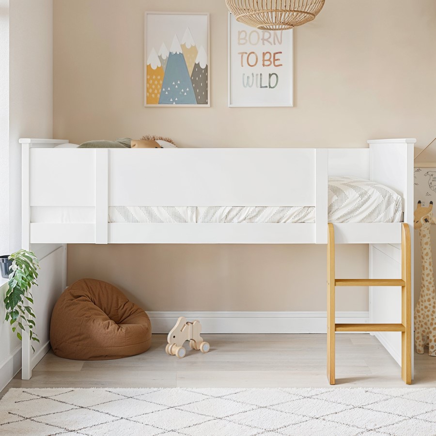 White Mid Sleeper Cabin Bed - Riley