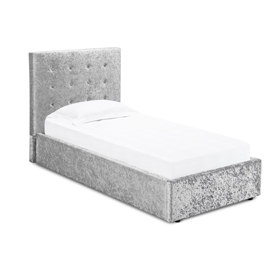 LPD Rimini Silver Crushed Velvet Single Bed Frame