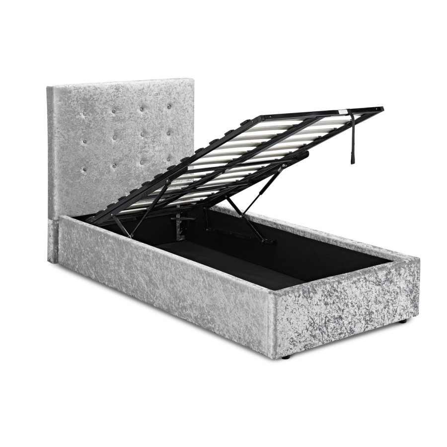 LPD Rimini Silver Crushed Velvet Single Bed Frame