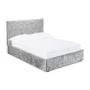 Silver Crushed Velvet Double Ottoman Bed - Rimini - LPD