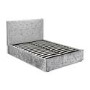Silver Crushed Velvet Double Ottoman Bed - Rimini - LPD