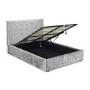 Silver Crushed Velvet Double Ottoman Bed - Rimini - LPD