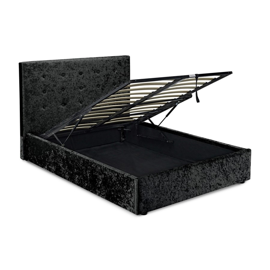 LPD Rimini Black Crushed Velvet King Size Bed Frame