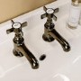 Antique Brass Crosshead Basin Pillar Taps - Ripley