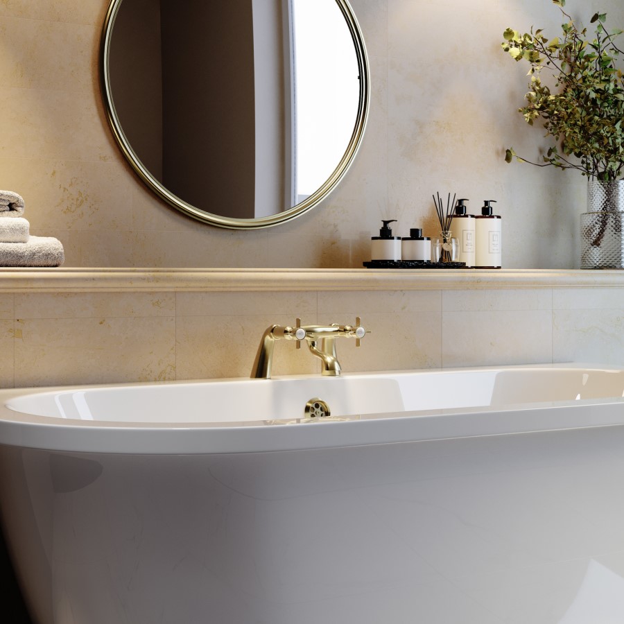 Brushed Brass Traditional Bath Filler - Ripley